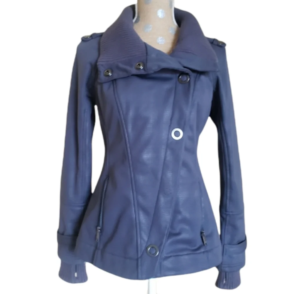 Zella asymmetrical snap moto jacket coat, FLAW: with missing snap XS purple